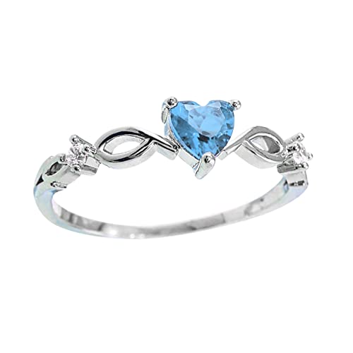 Dedo Simple De Anillo Piedra Forma De Romántico Corazón Circonio De Mujer Con Sortija A La Con Joyería Cumpleaños Novia Ringe Coole Ringe für Teens, blau, 32 von Generic