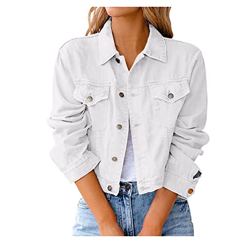 Denim Jeansjacke Distressed Authentics Damen Jeansjacke Langarm Trucker Jacke von Generic