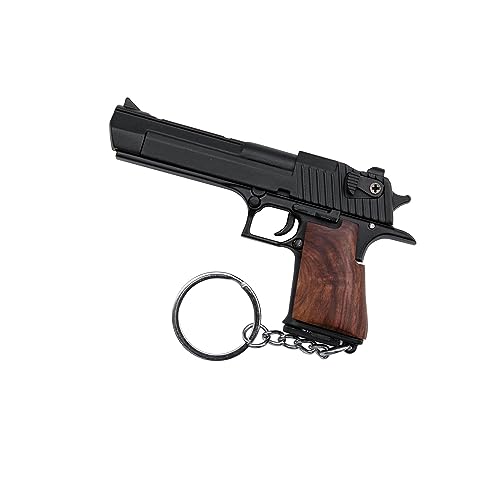 Desert Eagle Metall-Schlüsselanhänger mit Holzgriff, taktischer kleiner Anhänger, Schlüsselanhänger, Ornament-Kollektion, Geschenk für Männer, Armee-Fan, Schwarz, Mini von Generic