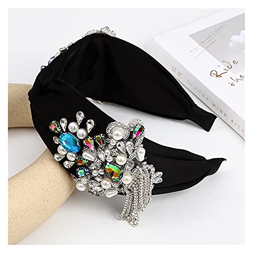 Design Böhmen Tuch Haar Hoop Mädchen Bogen Verbreitert Stirnband Perle Strass Haarbänder Für Frauen Kristall Quaste Gelb Headwear von Generic