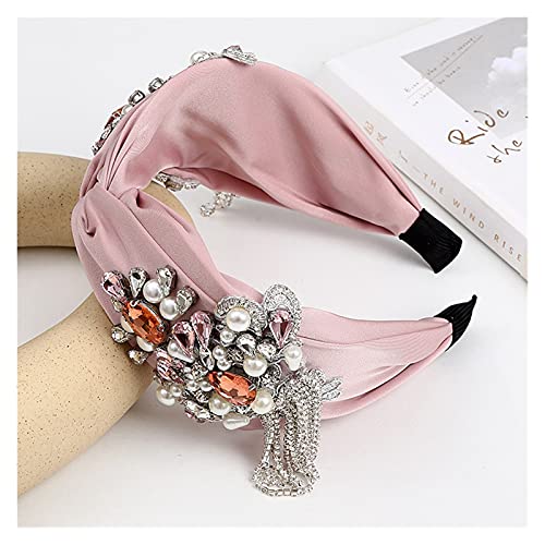 Design Böhmen Tuch Haar Hoop Mädchen Bogen Verbreitert Stirnband Perle Strass Haarbänder Für Frauen Kristall Quaste Gelb Headwear von Generic
