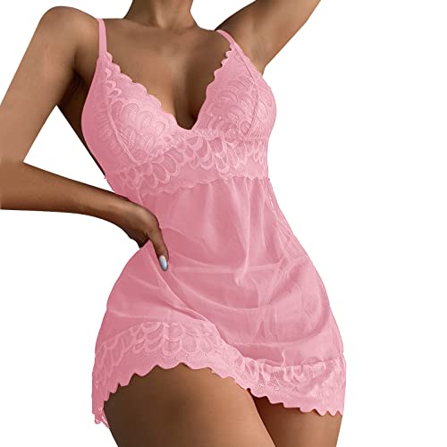 Dessous Damen Negligee Babydoll Nachtwäsche Sleepwear Tiefer V-Ausschnitt Nachthemd Halfter Spitze für Damen Sexy Nachtkleid Lingerie Reizwäsche von Generic