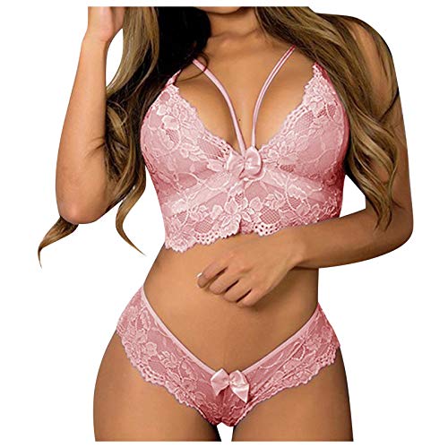 Dessous Damen Sexy Reizwäsche Set Strapse Reizwäsche Für Sex Damen Mollig Ouvert Erotiek Wäsche Offen Babydoll Nachthemd Pyjama Dessous Damen Sexy Unterwäsche Set Rosa 5XL von Generic