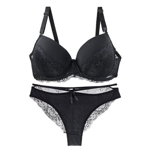 Dessous Sets Damen Push Up BH mit Bügel Damen Spitze Bra und Slip Panty Sexy Spitze Unterwäsche Slip Unterwäsche Sets von Generic