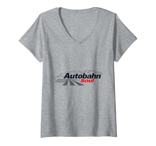 Deutsche für Männer Autobahn Seele Auto Enthusiasten Geschenk T-Shirt mit V-Ausschnitt, Damen, Grau Meliert, S von Generic