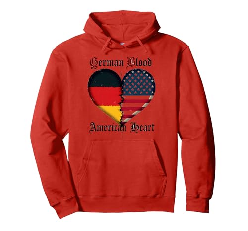 Deutsches Blut Amerikanisches Herz: Deutsche für Männer Erbe Pullover Hoodie, Unisex für Erwachsene, Rot, M von Generic