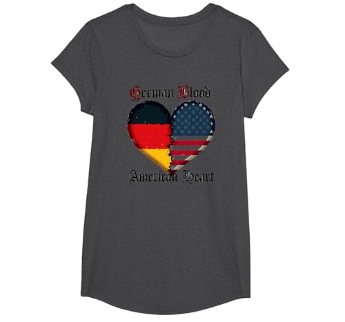 Deutsches Blut Amerikanisches Herz: Deutsche für Männer Erbe T-Shirt, Girls, Anthrazit Meliert, XS Deutsches Blut Amerikanisches Herz: Deutsche für Männer Erbe T-Shirt, Girls, Anthrazit Meliert, XS von Generic