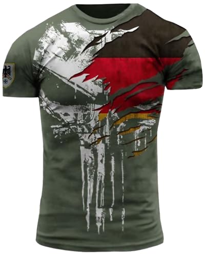 Deutschland Armee Bundeswehr Deutscher Veteran T-Shirt Militär Kleidung Camo Tarnung XXS - 4XL Helle Olive DE05 (as3, Alpha, x_l, Regular, Regular) von Generic