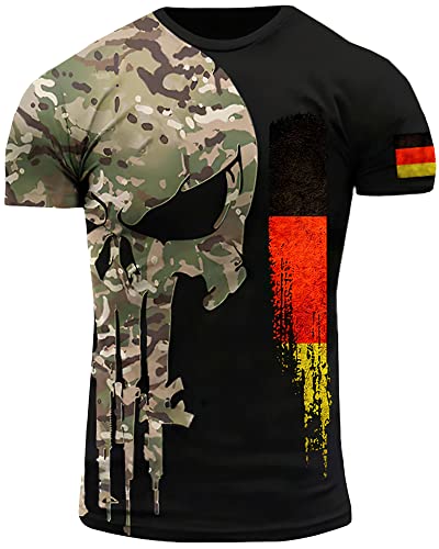 Deutschland Armee Bundeswehr Deutscher Veteran T-Shirt Militär Kleidung Schädel T-Shirt Tarnung XXS - 4XL Schwartz DE11 (as3, Alpha, xx_l, Regular, Regular) von Generic