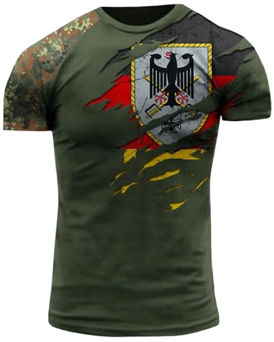 Deutschland Armee Bundeswehr Deutscher Veteran T-Shirt Thermoaktiviert Militär Camo Tarnung 2XS-4XL Dunkelgrün DE04 (DE04, DE/NL/SE/PL, Alphanumerisch, S, Regular, Regular) von Generic