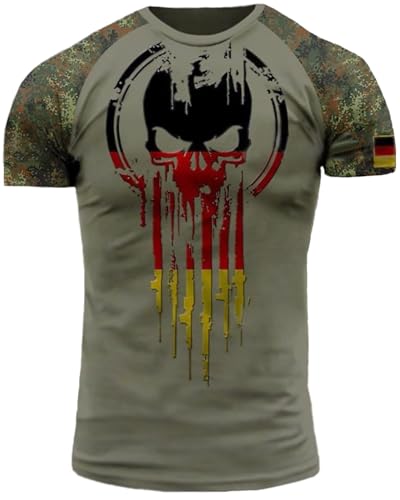 Deutschland Armee Bundeswehr Deutscher Veteran T-Shirt Thermoaktiviert Militär Camo Tarnung XXS - 4XL Grau DE02 (as3, Alpha, m, Regular, Regular) von Generic
