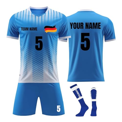 Deutschland Fußball Trikot mit Namen Nummer Team Logo Jungen, Personalisierte Fussball Trikot Set, Fußball Trikots für Erwachsene Kinder Personalisierte Geschenke,10-11 Jahre von Generic