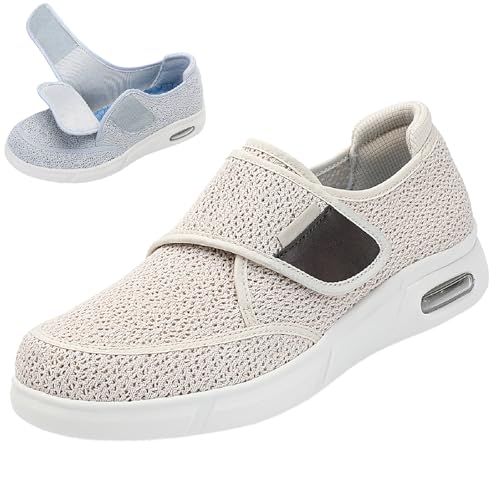 Diabetiker Hausschuhe Extra Weit Herren Damen Verstellbare Gesundheitsschuhe Rutschfeste Atmungsaktive Hausschuhe für Geschwollene Füße von Generic