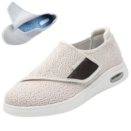 Diabetiker Hausschuhe Herren Damen Extra Weit Leichte Atmungsaktiv Hausschuhe mit Verstellbare Gesundheitsschuhe für Senioren Geschwollene Füße von Generic