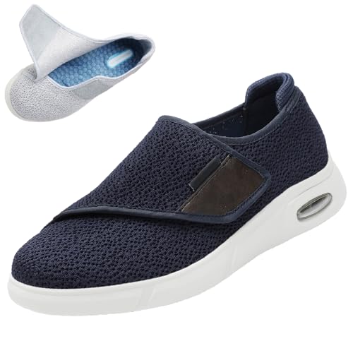 Diabetiker Hausschuhe Herren Damen Extra Weit Leichte Atmungsaktiv Hausschuhe mit Verstellbare Gesundheitsschuhe für Senioren Geschwollene Füße von Generic