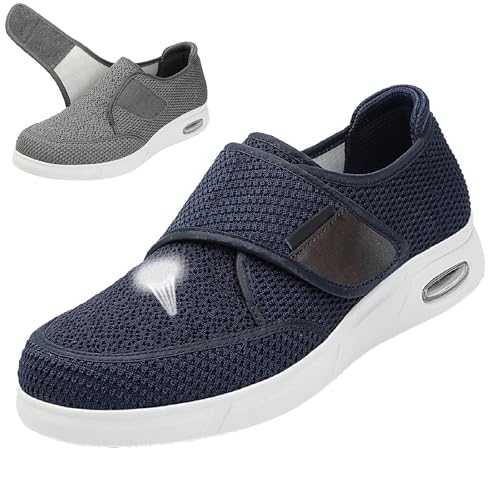 Diabetiker Hausschuhe Herren Damen Extra Weit Leichte Atmungsaktiv Hausschuhe mit Verstellbare Senioren Schuhe für Arthritis Ödem Geschwollene Füße von Generic