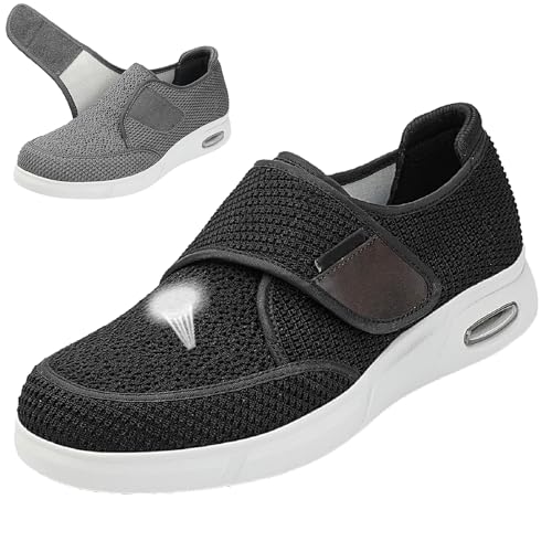 Diabetiker Hausschuhe Herren Damen Extra Weit Leichte Atmungsaktiv Hausschuhe mit Verstellbare Senioren Schuhe für Arthritis Ödem Geschwollene Füße von Generic