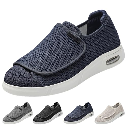 Diabetiker Hausschuhe Herren Damen Extra Weit Leichte Atmungsaktiv Verstellbare Rutschfest Orthopädische Schuhe für Ödem Geschwollene Füße von Generic