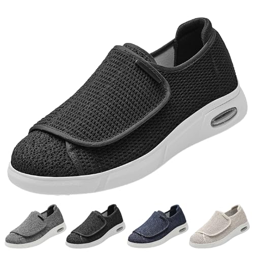 Diabetiker Hausschuhe Herren Damen Extra Weit Leichte Atmungsaktiv Verstellbare Rutschfest Orthopädische Schuhe für Ödem Geschwollene Füße von Generic