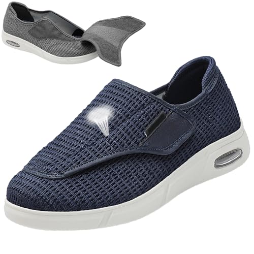 Diabetiker Schuhe Herren Damen Weit Leichte Atmungsaktiv Hausschuhe mit Verstellbare Senioren Hausschuhe für Senioren Geschwollene Füße von Generic