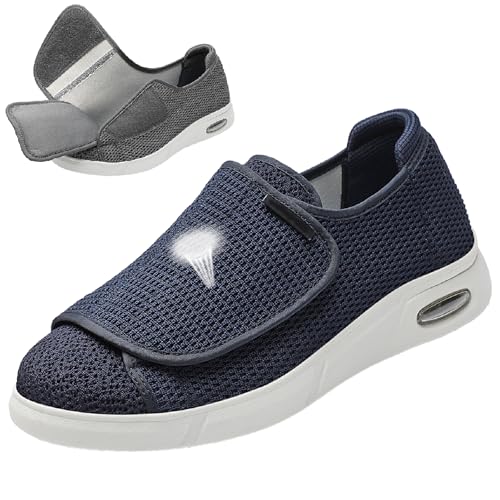 Diabetiker Schuhe Herren Damen Weit Leichte Atmungsaktiv Hausschuhe mit Verstellbare Senioren Schuhe für Arthritis Ödem Geschwollene Füße von Generic