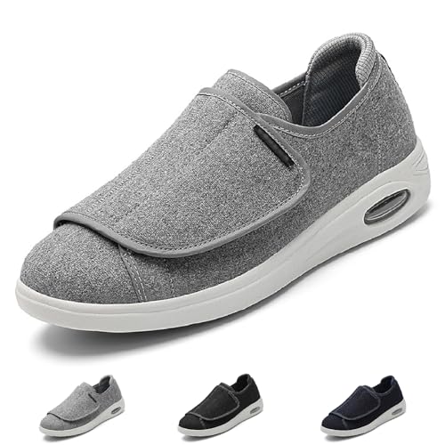 Diabetiker Schuhe Herren Extra Weit Verstellbare Leichte Atmungsaktive Rutschfest Damen Hausschuhe für Geschwollene Füße Senioren von Generic