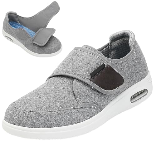 Diabetiker Schuhe Herren Weit Offene Verstellbare Leichte Rutschfest Atmungsaktiv Damen Orthopädische Hausschuhe für Geschwollen Breite Füße von Generic