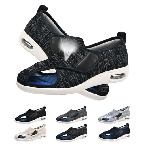 Diabetiker Walkingschuhe, Verstellbar Open Toe Slipper, Herren Extra Weit Freizeitschuhe, Damen Mesh Atmungsaktiv Walking Sneakers, Einfaches An- und Ausziehen EU 37(24cm/9.4in) von Generic