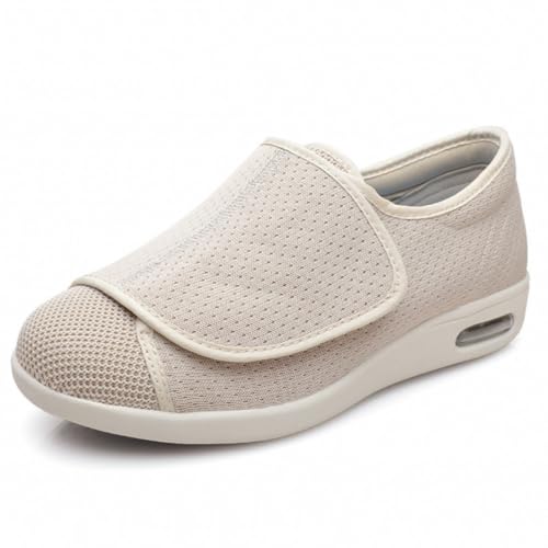 Diabetikerschuhe Für Männer Frauen Extra Breite Slip-On Geschwollene Füße Schuhe Verstellbare Wanderschuhe Für Ältere Menschen,Beige,47 EU von Generic