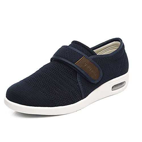 Diabetikerschuhe für Herren, Unisex rutschfeste verstellbare breite Passform Wanderschuhe für ältere geschwollene Füße Komfort Große Größe,Blau,44 EU von Generic