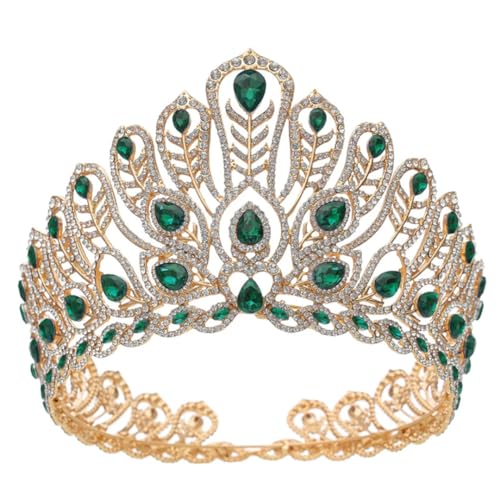 Diadem Braut Krone Festzug Miss Kopfschmuck Braut Hochzeitskleid Haarschmuck Gold EN8 von Generic
