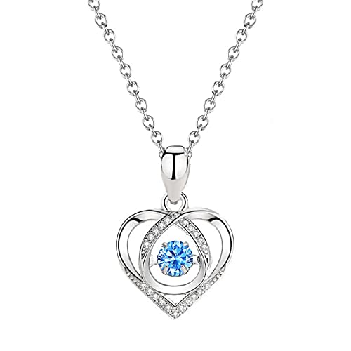 Diamant-Halskette für Frauen, schillernd, herzförmig, Diamant-Anhänger, kleiner Diamant-Anhänger, Frauen-Charm für Halskette, blau, Einheitsgröße von Generic