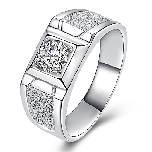 Diamant-Ring der Sterlingsilber-Männer S925, gotischer Art- und Weiseeinfacher bereifter offener justierbarer Diamant-Ring, Silber, 12 von Generic