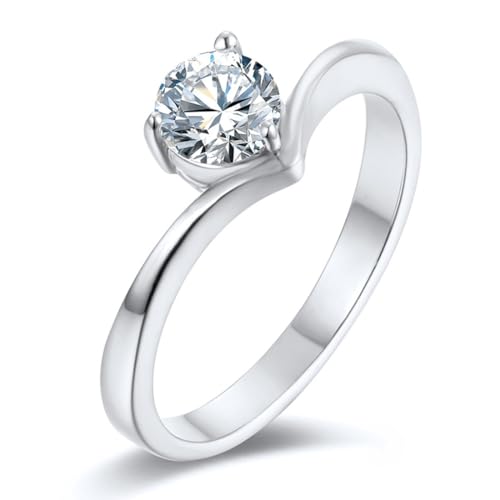 Diamant-Verlobungsring aus Titanstahl für Herren und Damen, schlichter und modischer Diamantring von Generic