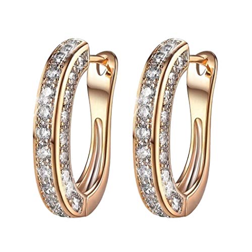 Diamond Fashion Runde Roségold Gold Ohrringe Glitzer Frauen Luxus Silber Ohrringe Creolen Set, gold, Einheitsgröße von Generic