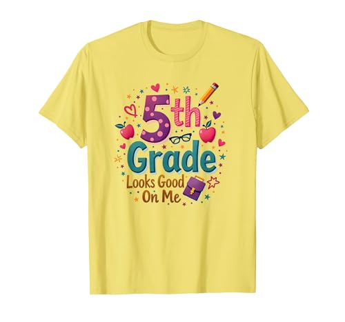 Die 5. Klasse Steht Mir gut, Mädchen vom ersten Schultag T-Shirt, Herren, Gelb, XXL von Generic