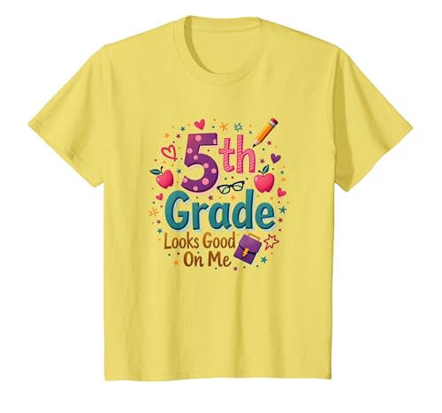 Die 5. Klasse Steht Mir gut, Mädchen vom ersten Schultag T-Shirt, Kinder, Gelb, 116 von Generic