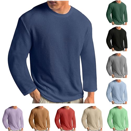 Die Discounter Langarmshirt Herren Pullover Langarm Strickpullover Schmale Passform Shirt Feinstrick Longsleeve Freizeit Laufshirt Einfarbig Rundhals Tshirt Große Größen Herrenpullover von Generic
