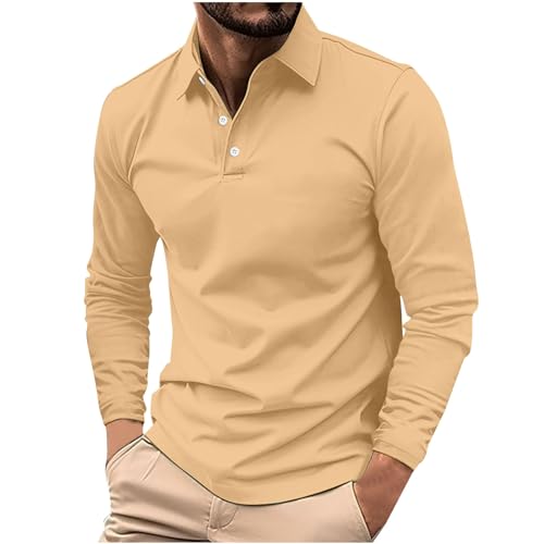 Die Discounter Poloshirt Herren Regular Fit Pullover Revers Knopfleiste Langarmshirt Langarm Arbeitspullover Sport Shirt Große Größen Tshirt Einfarbig Sweatshirt Atmungsaktive Longsleeve von Generic