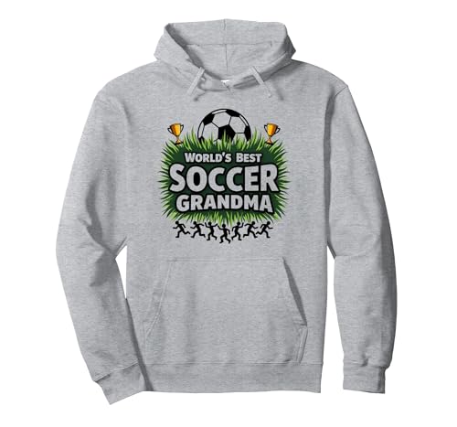 Die Weltbeste Fußball-Oma-Weltmeisterin für Frauen Pullover Hoodie, Unisex für Erwachsene, Grau Meliert, XL von Generic