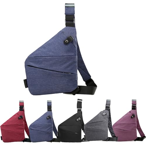 Diebstahlsichere Umhängetasche,Diebstahlsichere Reisetasche,Diebstahlsichere Tasche,Anti-Diebstahl Tasche Damen Herren (Rechts, Blau) von Generic