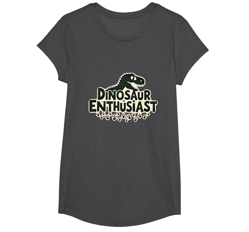 Dinosaurier-Enthusiast – prähistorisches Fan-Geschenk T-Shirt, Girls, Anthrazit Meliert, L von Generic