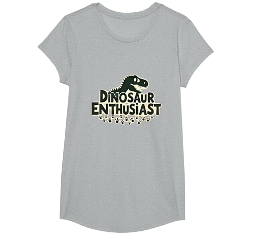 Dinosaurier-Enthusiast – prähistorisches Fan-Geschenk T-Shirt, Girls, Grau Meliert, Mittel von Generic