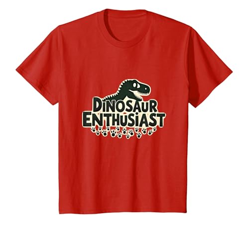 Dinosaurier-Enthusiast – prähistorisches Fan-Geschenk T-Shirt, Kinder, Rot, 92 von Generic