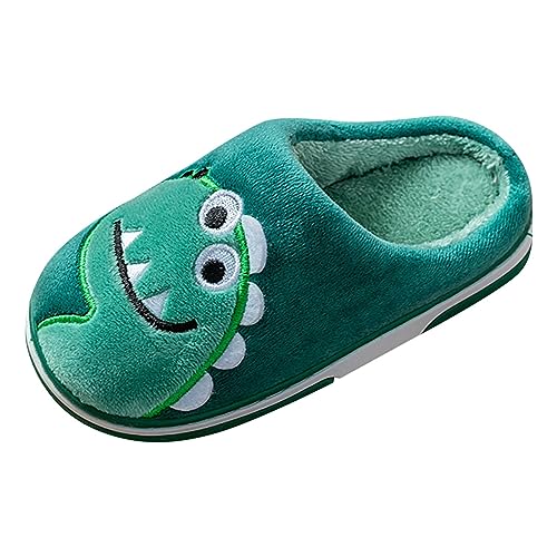 Dinosaurier Hausschuhe Junge Mädchen Plüsch Pantoffeln Warm Winterschuhe Baby Weiche Hause Schuhe Kuschelig Kinderhausschuhe Süße Tierhausschuhe Outdoor Slipper (Green, 30.5 Little Child) von Generic