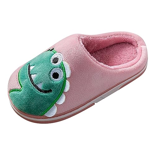 Dinosaurier Hausschuhe Junge Mädchen Plüsch Pantoffeln Warm Winterschuhe Baby Weiche Hause Schuhe Kuschelig Kinderhausschuhe Süße Tierhausschuhe Outdoor Slipper (Pink, 23.5 Infant) von Generic