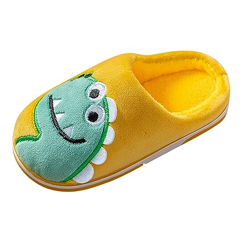 Dinosaurier Hausschuhe Junge Mädchen Plüsch Pantoffeln Warm Winterschuhe Baby Weiche Hause Schuhe Kuschelig Kinderhausschuhe Süße Tierhausschuhe Outdoor Slipper (Yellow, 25.5 Toddler) von Generic