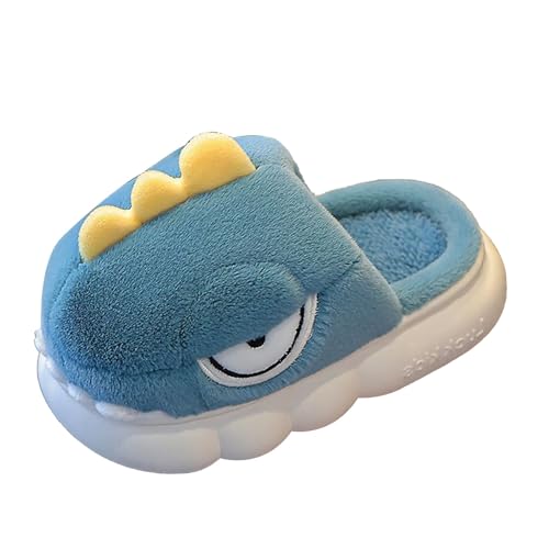 Dinosaurier Hausschuhe Mädchen Junge Warm Winterschuhe Kuschelige Tierhausschuhe Anti Rutsch Haus Pantoffeln Weiche Baumwolle Kinderhausschuhe Flauschig Süße Slipper (Grey #1, 30.5) von Generic