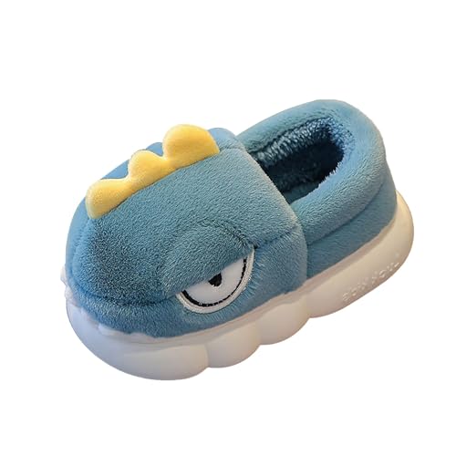 Dinosaurier Hausschuhe Mädchen Junge Warm Winterschuhe Kuschelige Tierhausschuhe Anti Rutsch Haus Pantoffeln Weiche Baumwolle Kinderhausschuhe Flauschig Süße Slipper (Grey #2, 33.5) von Generic