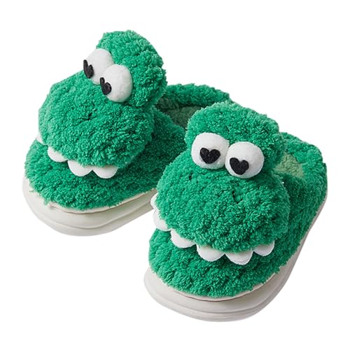 Dinosaurier Hausschuhe Mädchen Junge Weiche Haus Pantoffeln Anti Rutsch Kuschelige Kinderhausschuhe Süße Tierhausschuhe Warm Flauschig Winterschuhe (Green, 32 Big Kids) von Generic